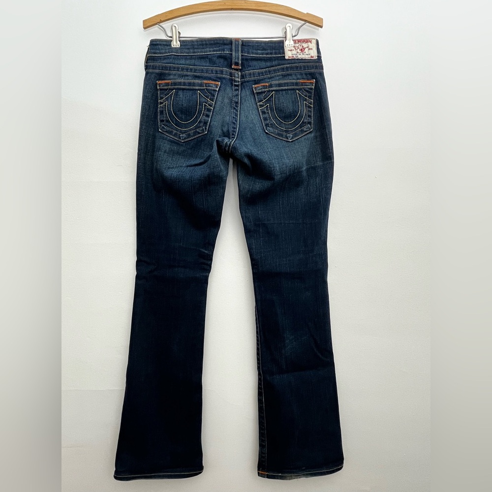 True Religion Jeans Womens 28 Flap Pocket Bootcut Dark Wash Stretch Denim Y2K